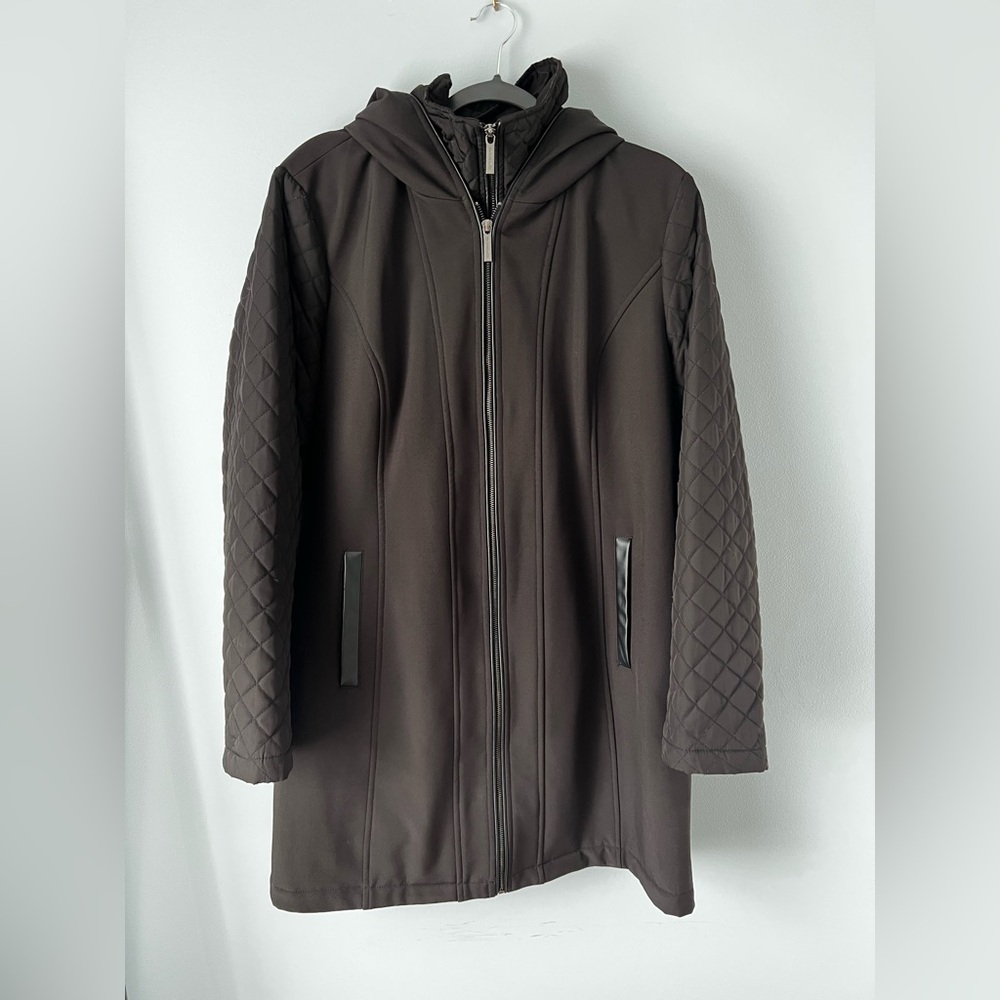 Michael Kors Quilted Sleeve Hooded Coat, XL